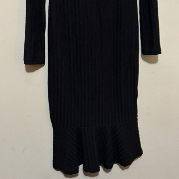 Black Mid Calf Little Black Sweater Long Sleeve Mock Turtleneck Dress Size XL - Picture 4 of 6